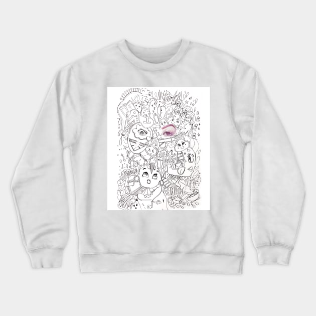 doodle art black and white minimal line art Crewneck Sweatshirt by chandelier2137